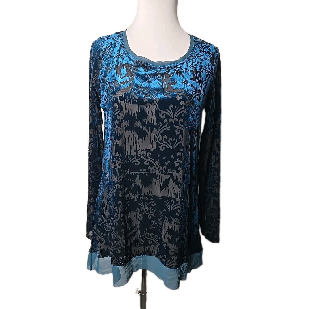 Simply Vera Vera Wang Blue and Teal Velvet Burnout Tunic